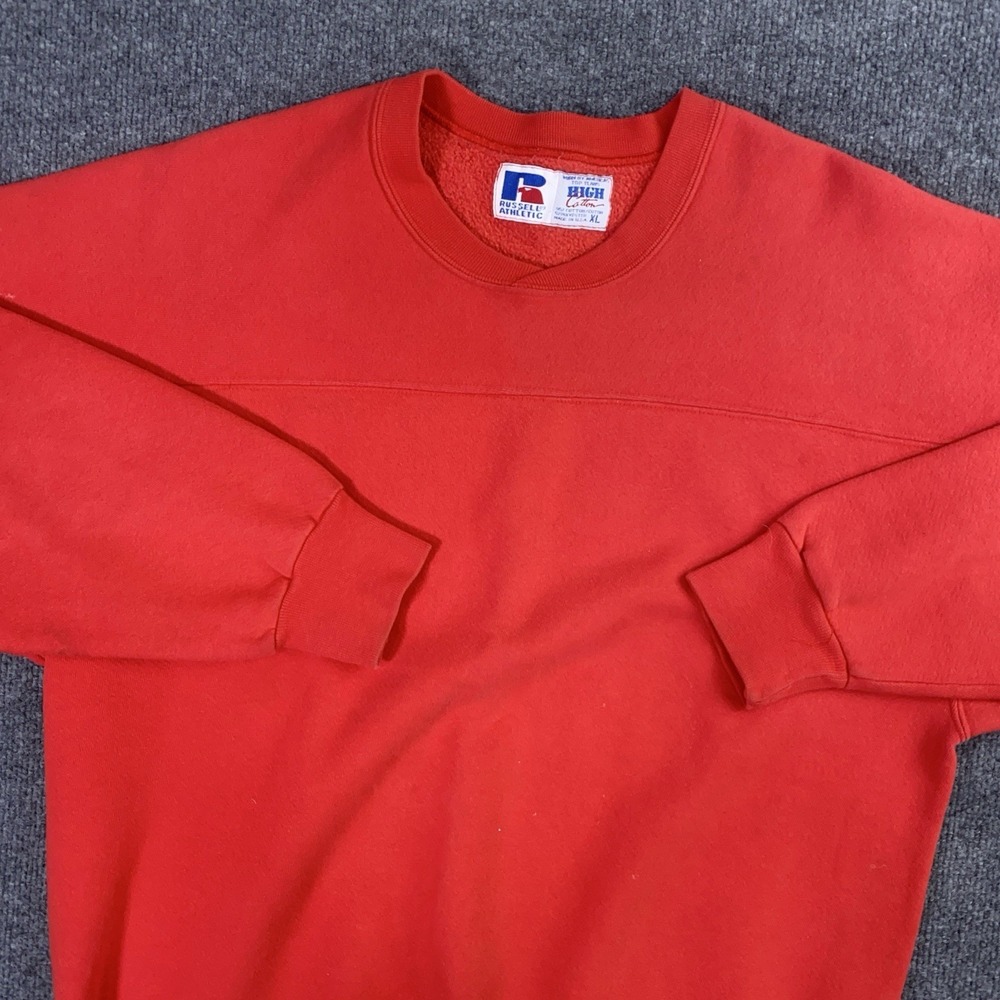 VTG‎ 90s Russell Athletic High Cotton Crewneck Sweatshirt Mens XL Red USA Made